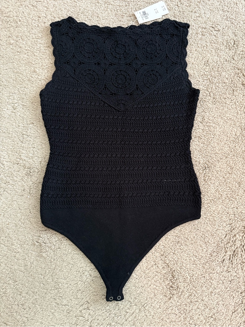 Abercrombie & Fitch Black Crochet Knit Bodysuit